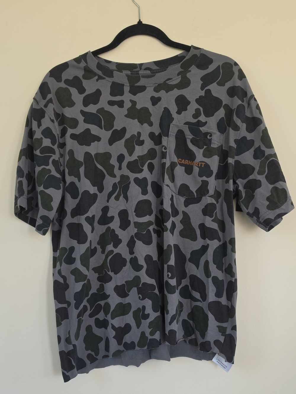 Carhartt Short-Sleeve Camo Pocket T-Shirt Gray & Green Medium Relaxed Fit